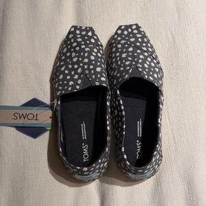 Toms Slip-On Shoes in Charcoal with White Spot Print